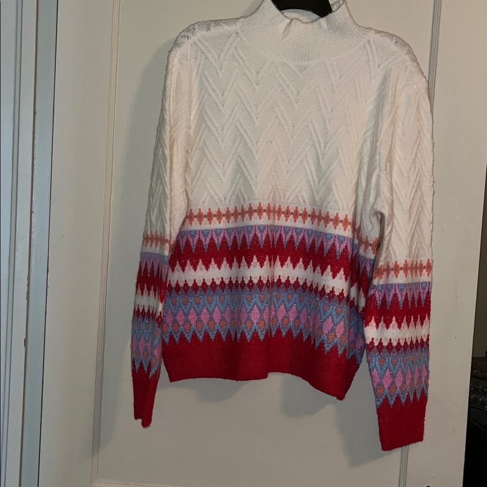 St. John's Bay Ivory Multi Knit Sweater